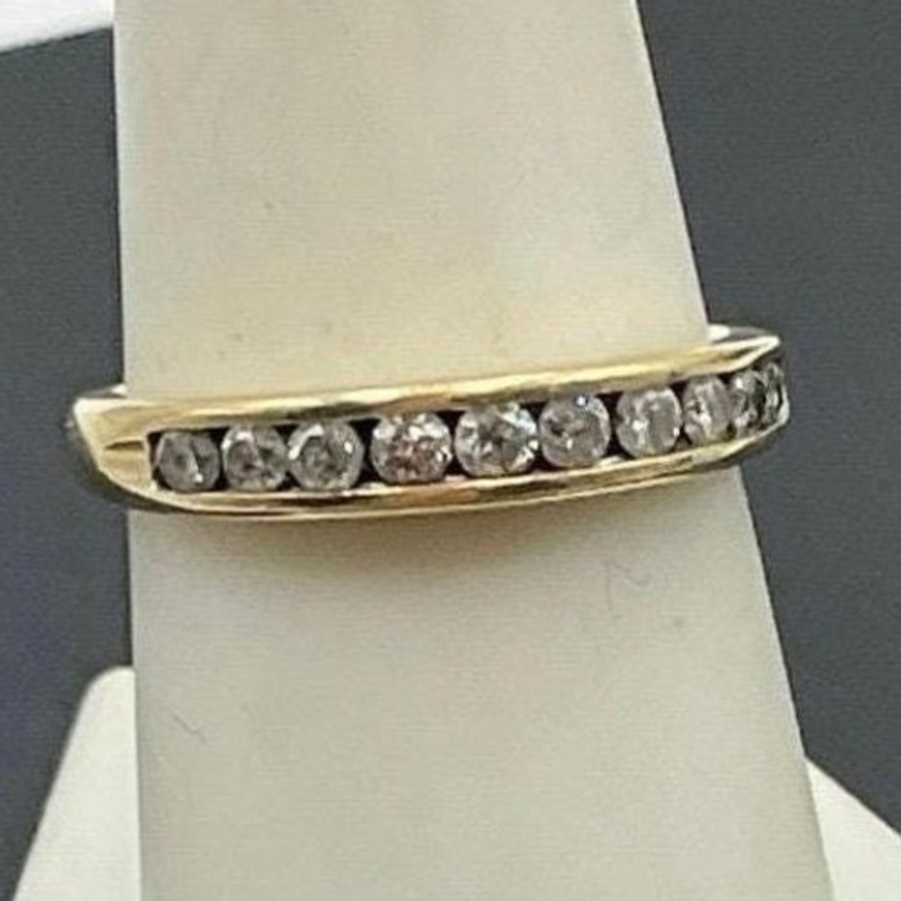 Vintage 14K Gold Designer Diamond Wedding‎ Band Ring 1/2 CTTW Sz 8.5 Channel Set